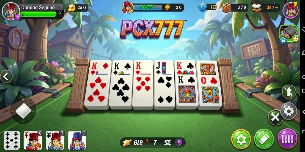 Tangkapan layar gameplay seru dari PCX777 yang menampilkan aksi Domino.