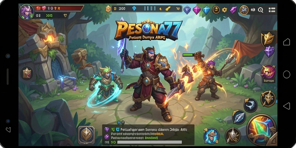 Tampilan utama gameplay PESONA77 yang penuh aksi dan petualangan.