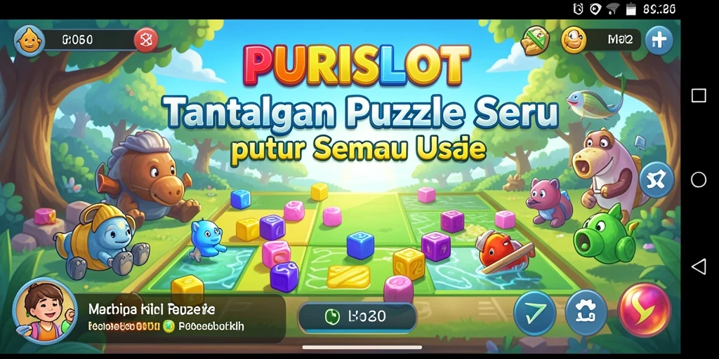 Tampilan gameplay PURISLOT yang penuh warna dan menarik.