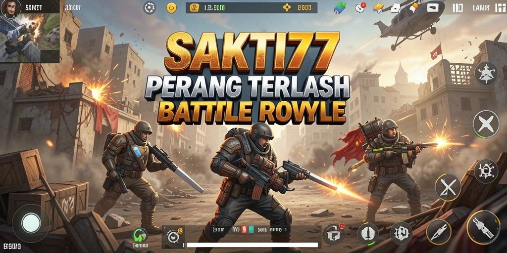 Screenshot menampilkan aksi intens dalam game Battle Royale SAKTI77.
