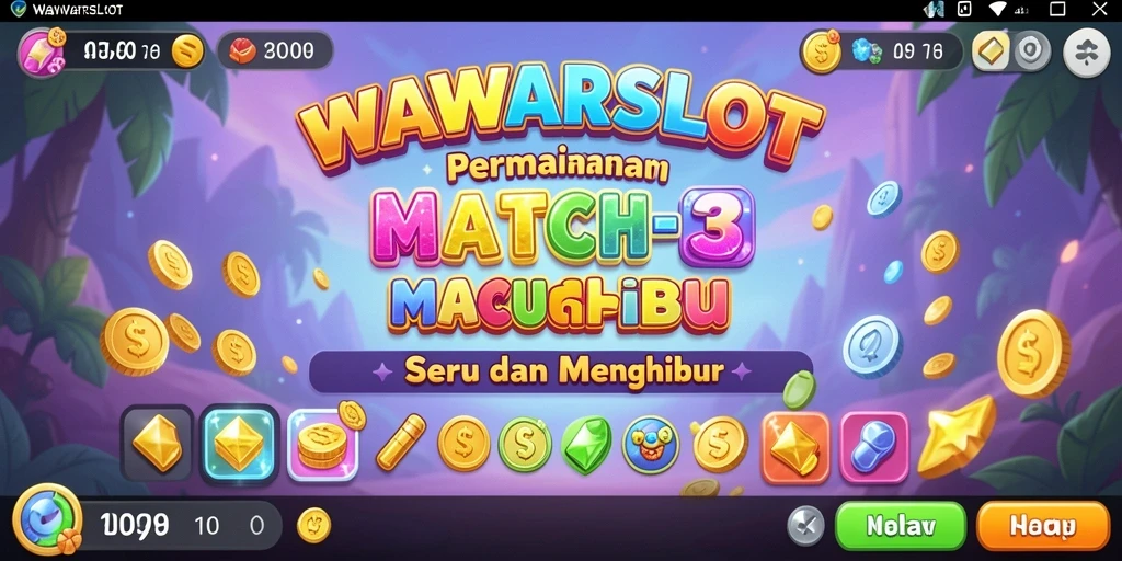 Menampilkan gameplay seru dari WAWARSLOT, permainan Match-3 yang menantang.